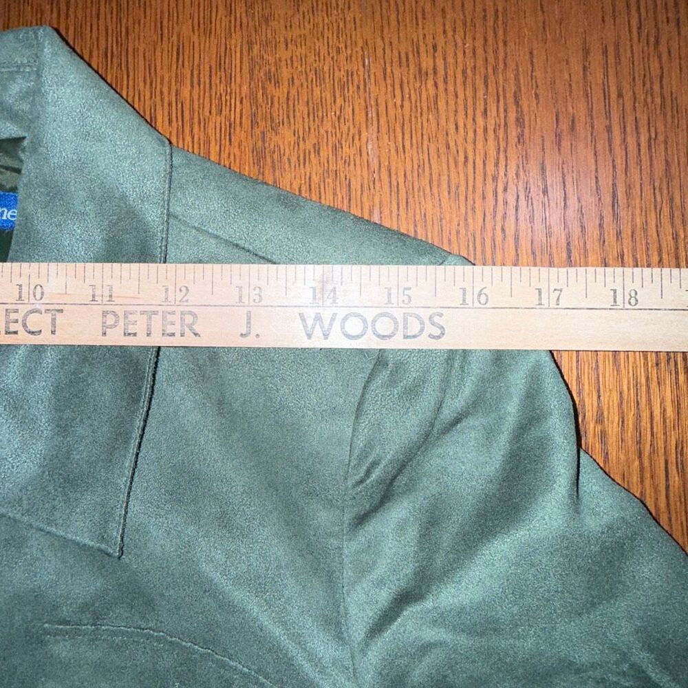 Vintage Evan-Picone Olive Faux Suede Utility Safari Jacket Zip Front‎ Size 8 - Picture 10 of 13